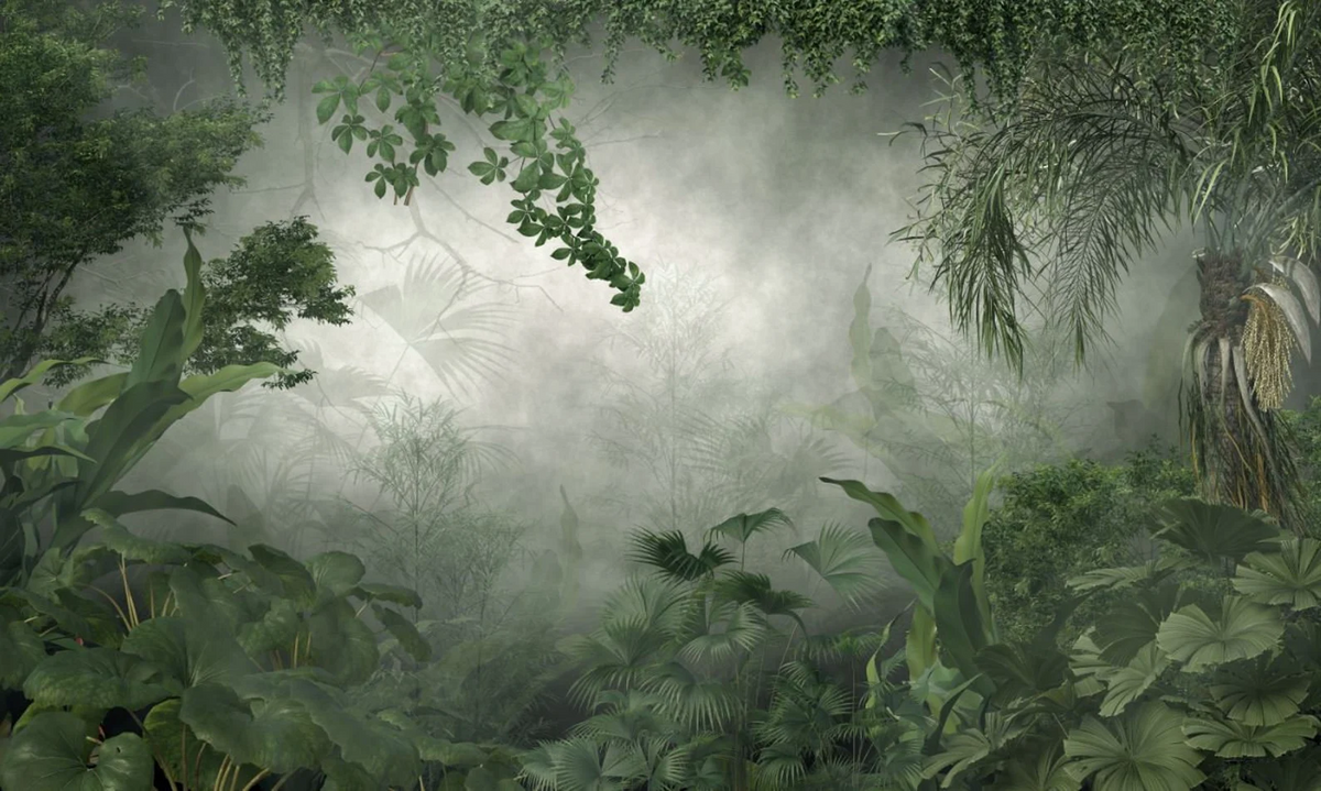 Papel Tapiz Adhesivo Decorativo - Acuarela Tropical con Niebla
