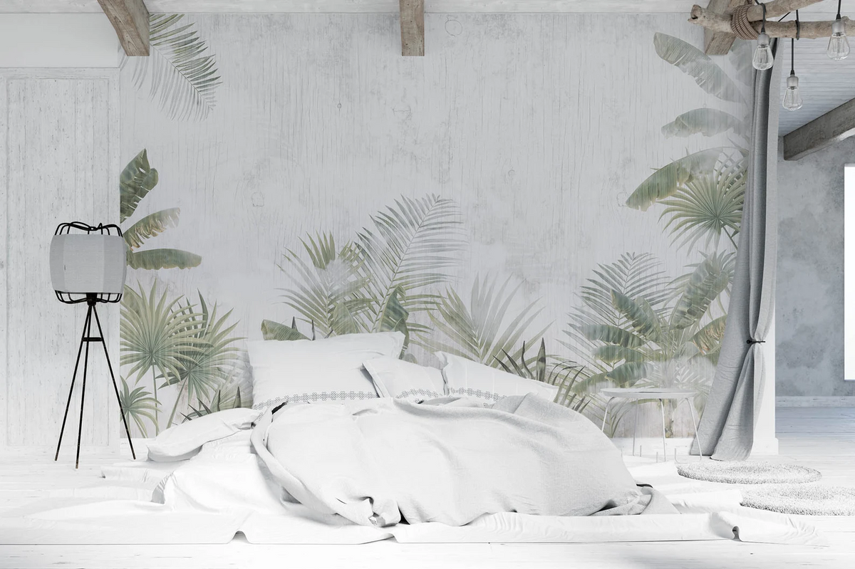 Papel Tapiz Adhesivo Decorativo - Paisaje Tropical Suave