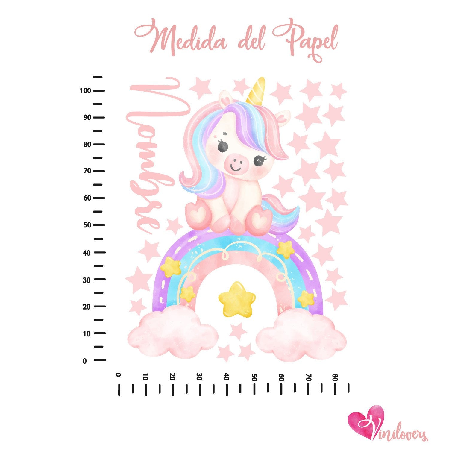 Papel Tapiz Adhesivo Unicornio Arcoíris Globos Nubes