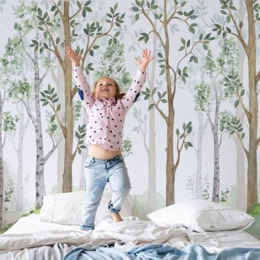 Papel Tapiz Mural Adhesivo Bosque Natural Acuarela