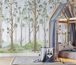 Papel Tapiz Mural Adhesivo Bosque Natural Acuarela