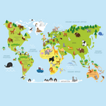 Papel Tapiz "Mapa Naturaleza animal"