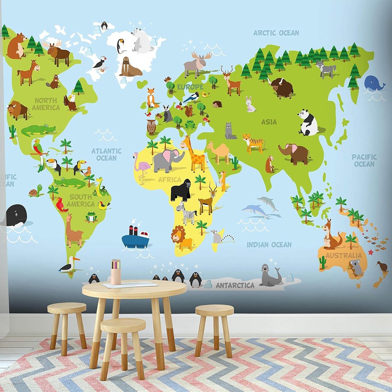 Papel Tapiz "Mapa Naturaleza animal"