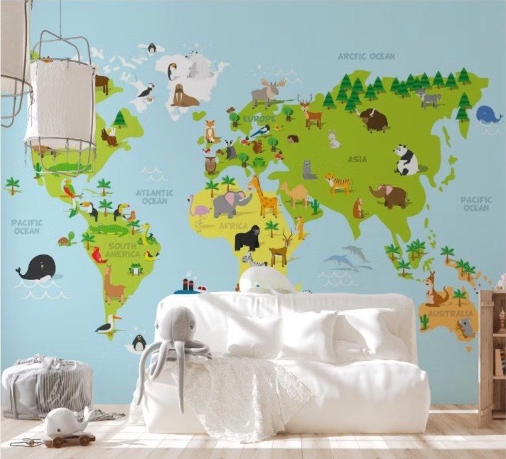Papel Tapiz "Mapa Naturaleza animal"