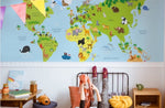 Papel Tapiz "Mapa Naturaleza animal"
