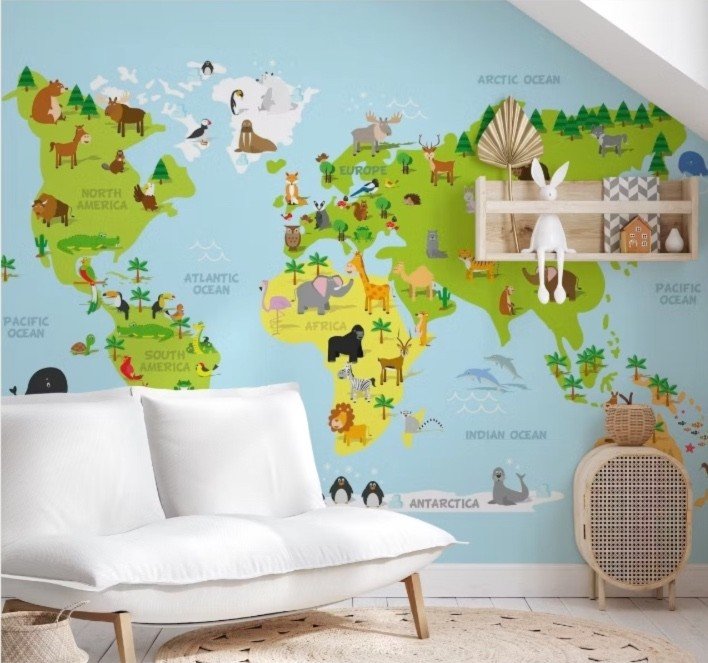 Papel Tapiz "Mapa Naturaleza animal"