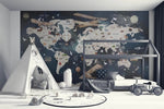 Papel tapiz adhesivo Mapamundi Espacio Planetas