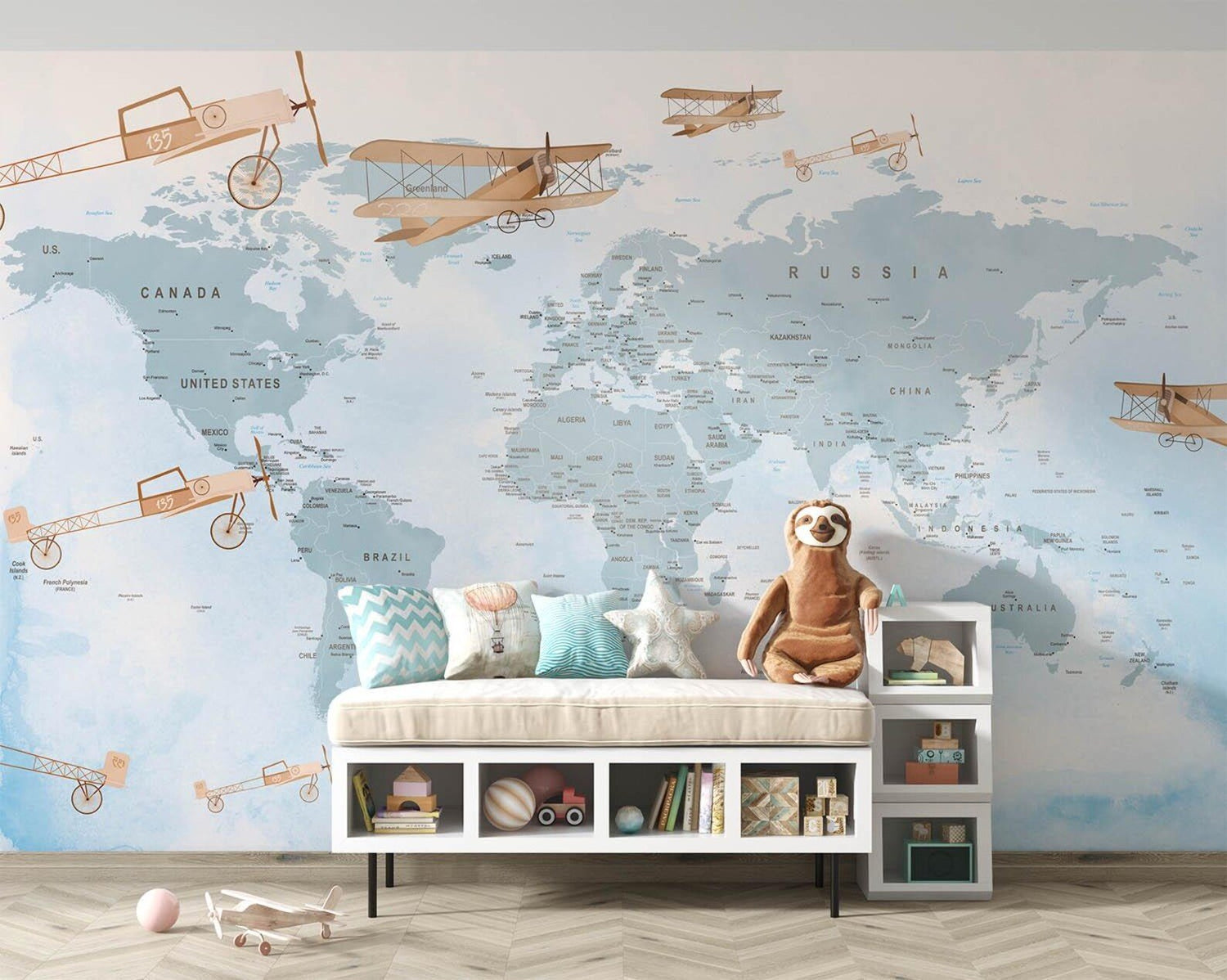 Papel Tapiz "Mapa politico aviones"