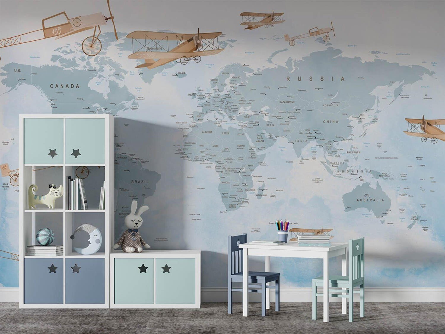 Papel Tapiz "Mapa politico aviones"