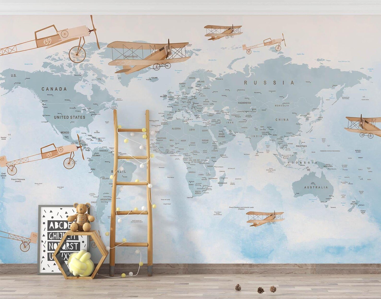 Papel Tapiz "Mapa politico aviones"