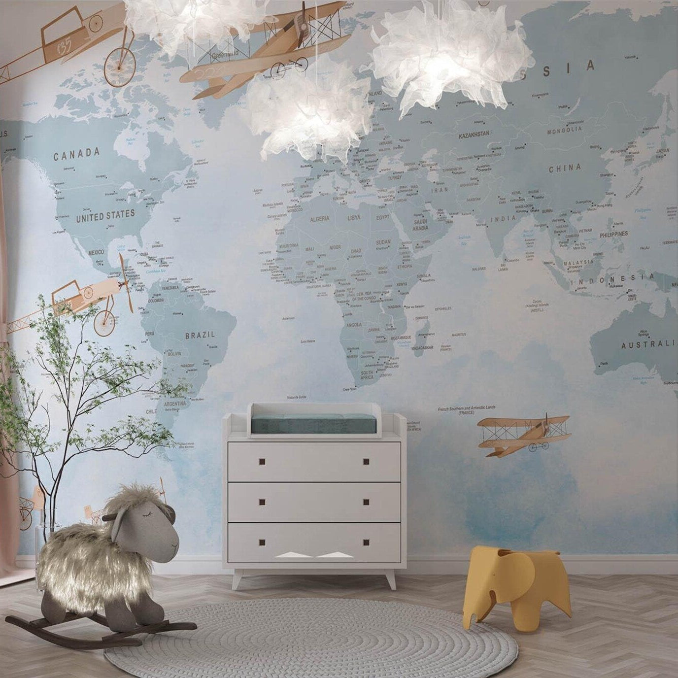 Papel Tapiz "Mapa politico aviones"