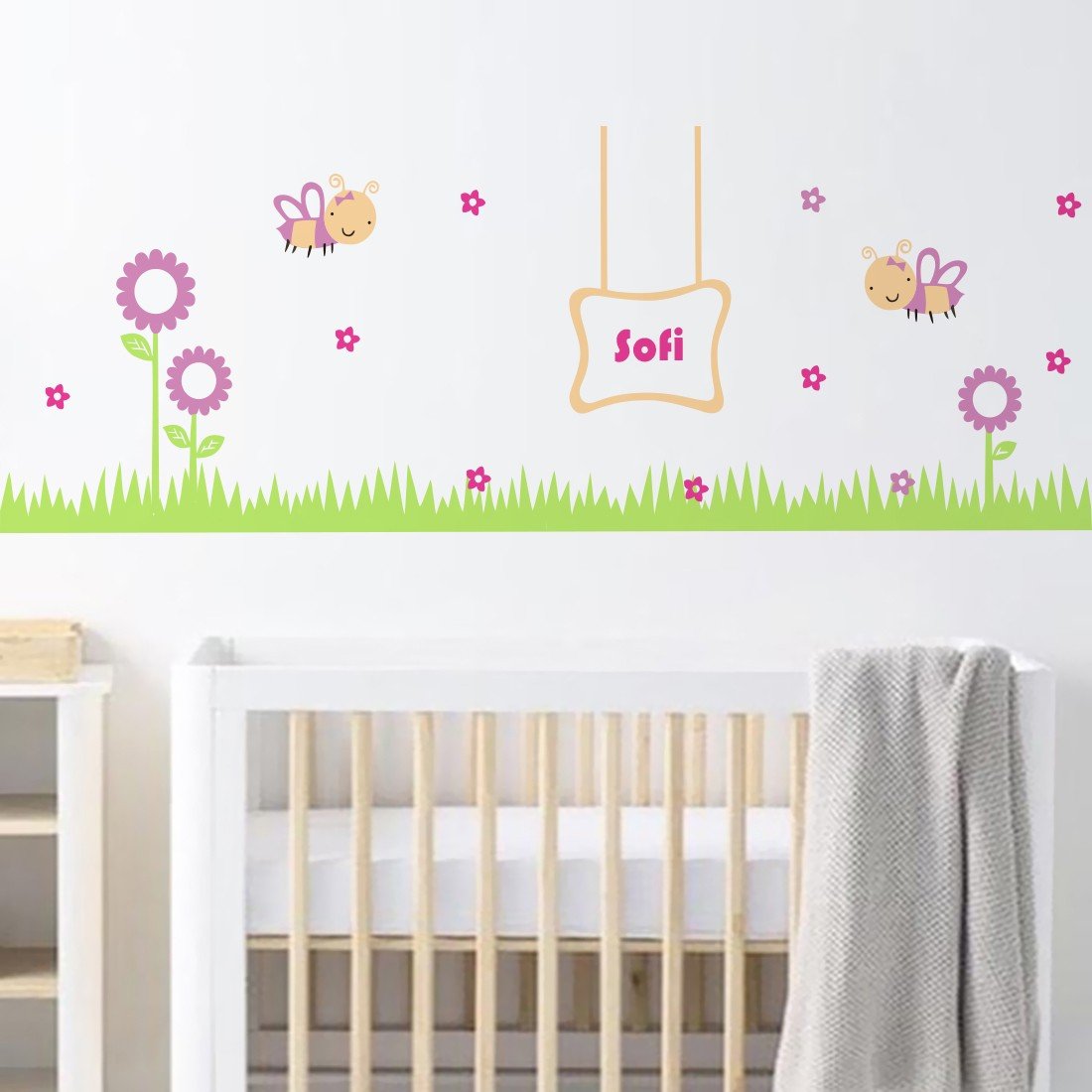 Decoraciones infantiles adhesivos vinilos jardines flores abejas Colombia Bogota Medellin Cali Barranquilla Bucaramanga