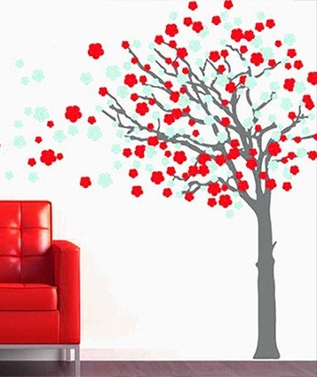 Vinilo Decorativo  Adhesivo Arbol con flores