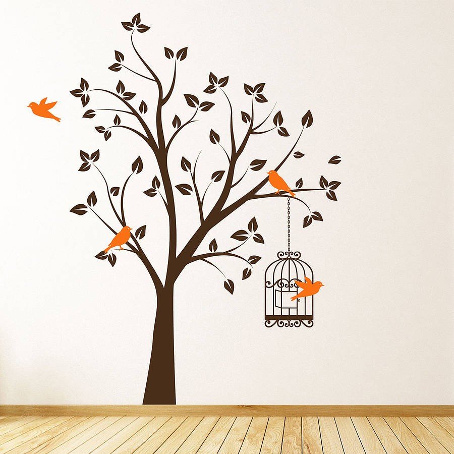 Vinilos adhesivos decorativos árboles pajaros jaulas Colombia Bogota Medellin Cali Barranquilla Bucaramanga Cartagena Ibague