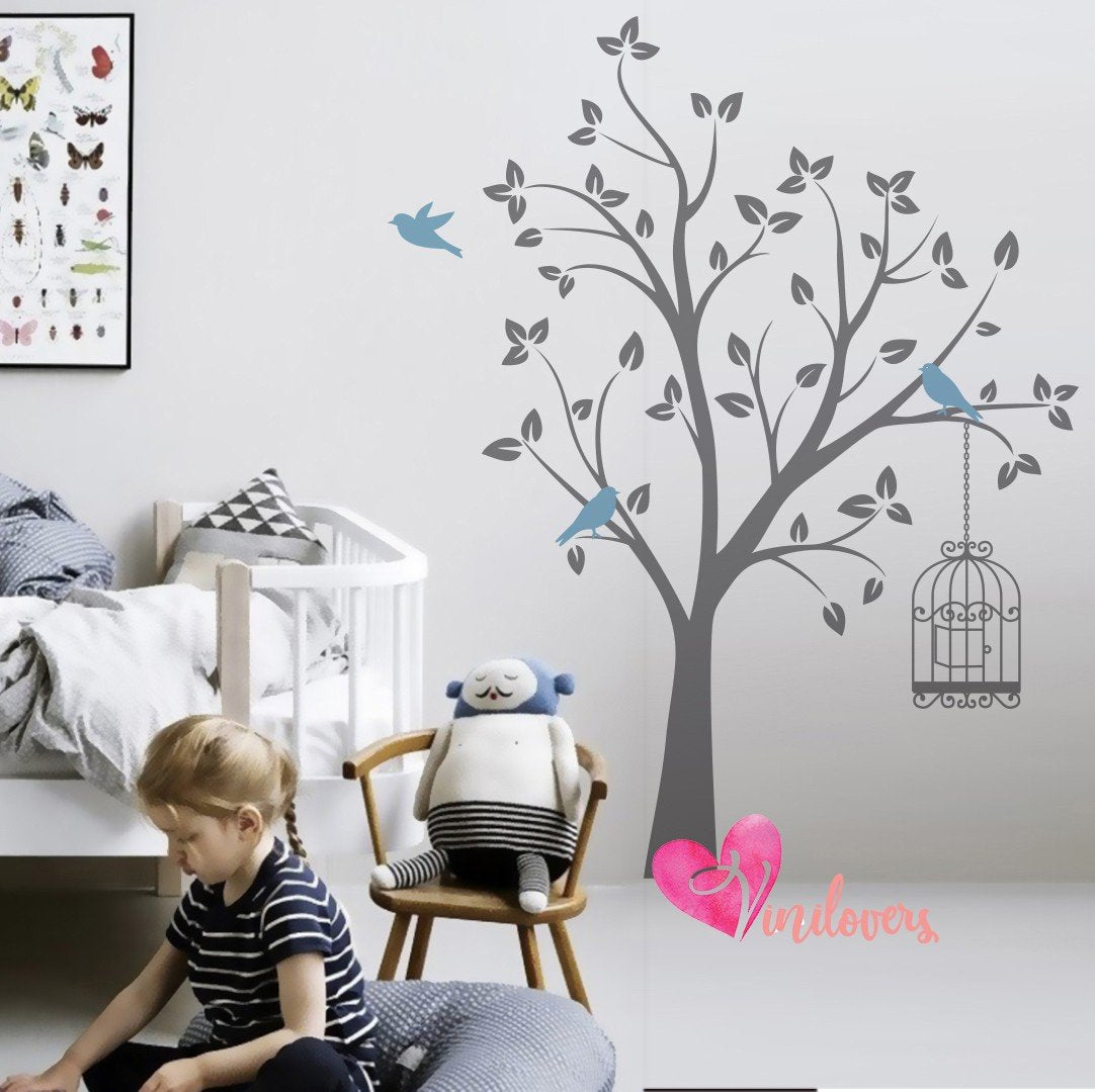 Vinilos adhesivos decorativos árboles pajaros jaulas Colombia Bogota Medellin Cali Barranquilla Bucaramanga Cartagena Ibague