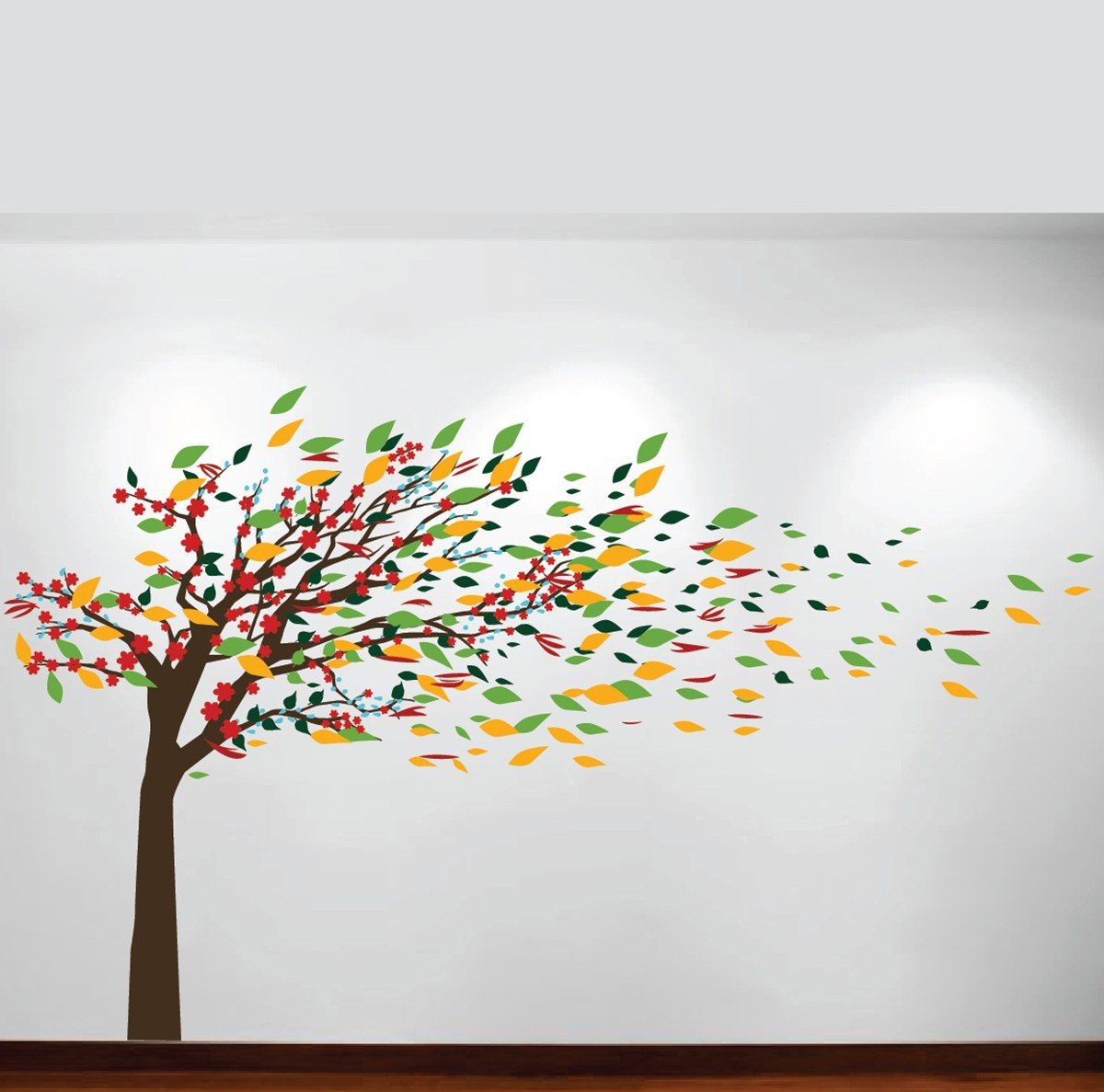Vinilo Decorativo  Adhesivo   Arbol Hojas al Viento