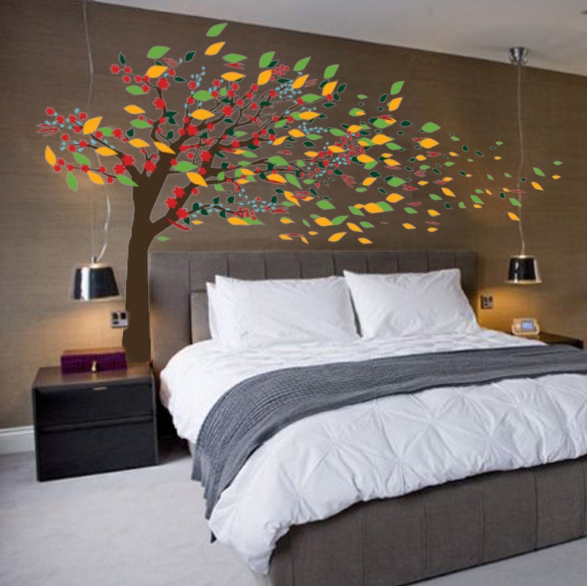 Vinilo Decorativo  Adhesivo   Arbol Hojas al Viento