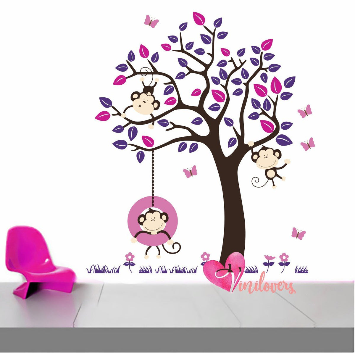 Adhesivos infantiles vinilos decorativos árboles micos mariposas Colombia Bogota Medellin Cali Barranquilla Bucaramanga