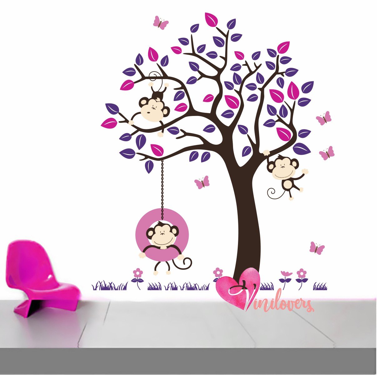 Adhesivos infantiles vinilos decorativos árboles micos mariposas Colombia Bogota Medellin Cali Barranquilla Bucaramanga