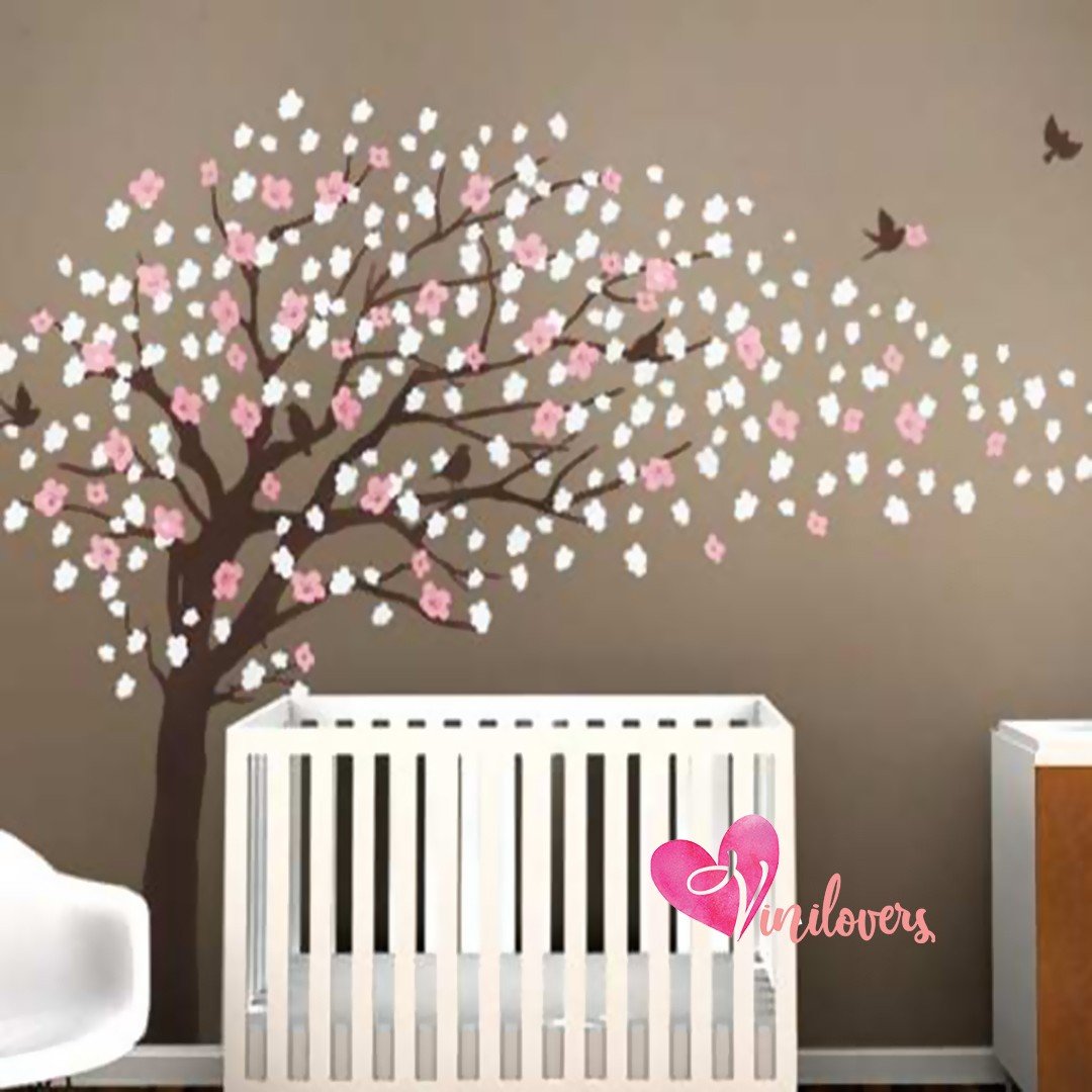 Adhesivos infantiles en vinilo decorativo arboles flores pajaros