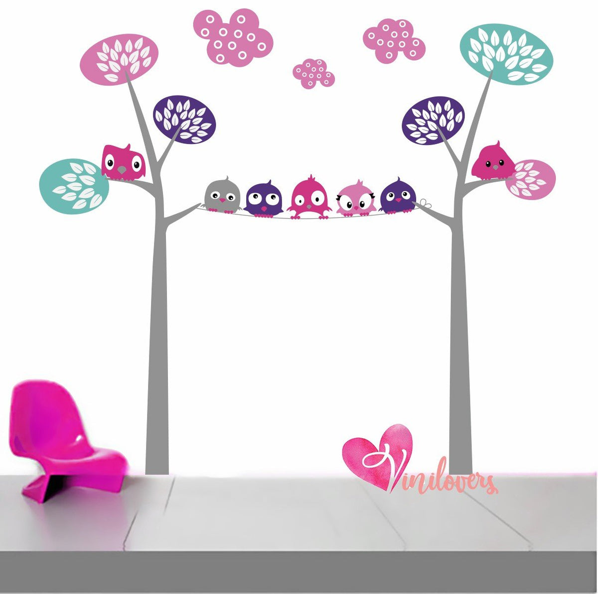 Adhesivos infantiles vinilos nubes arboles pajaros Colombia Bogota Medellin Cali Barranquilla Bucaramanga Cartagena
