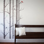 Vinilo Decorativo  Adhesivo Bosque Seco y Pajaros