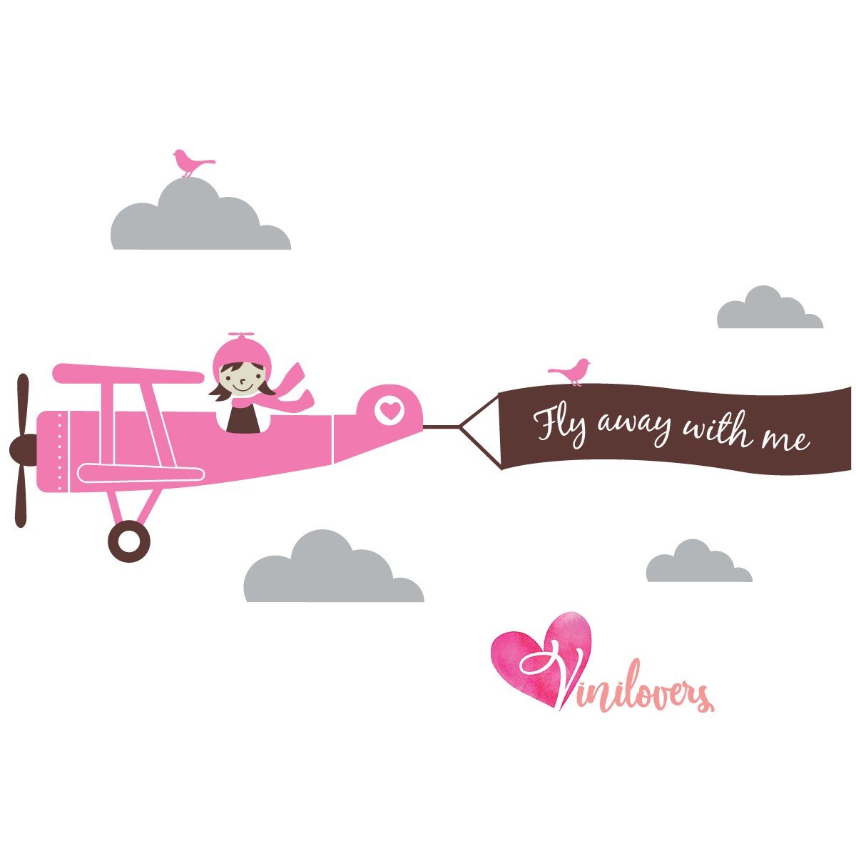 Adhesivos infantiles vinilos decorativos flying avioneta nubes Colombia Bogota Medellin Cali Barranquilla Bucaramanga
