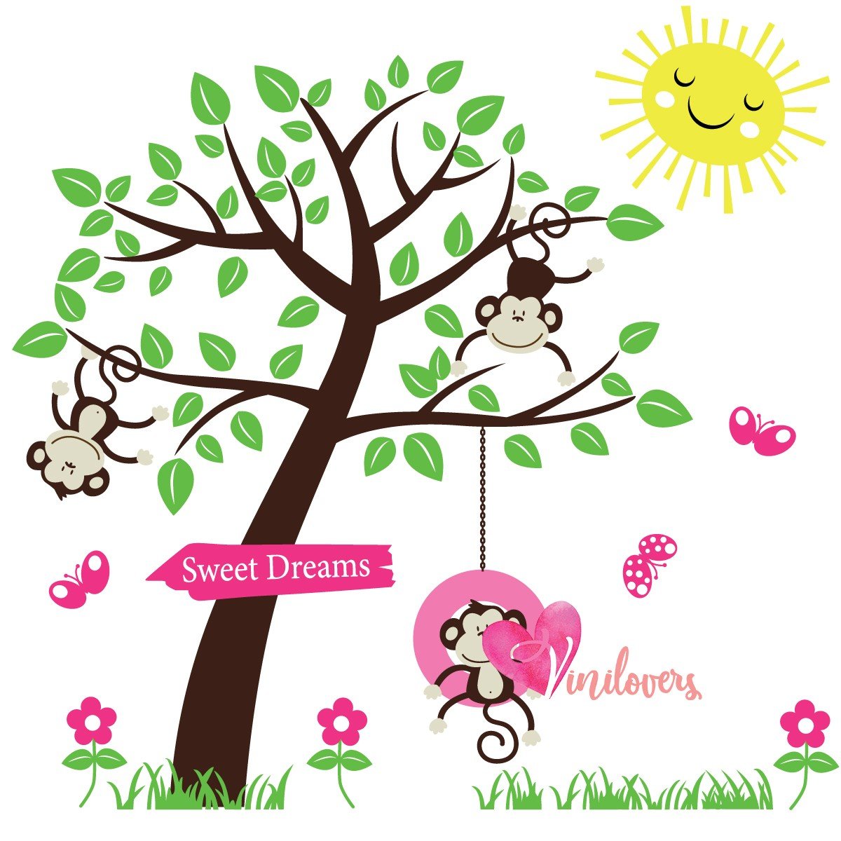 Adhesivos infantiles vinilos decorativos soles micos arboles mariposas Colombia Bogota Medellin Cali Barranquilla Bucaramanga