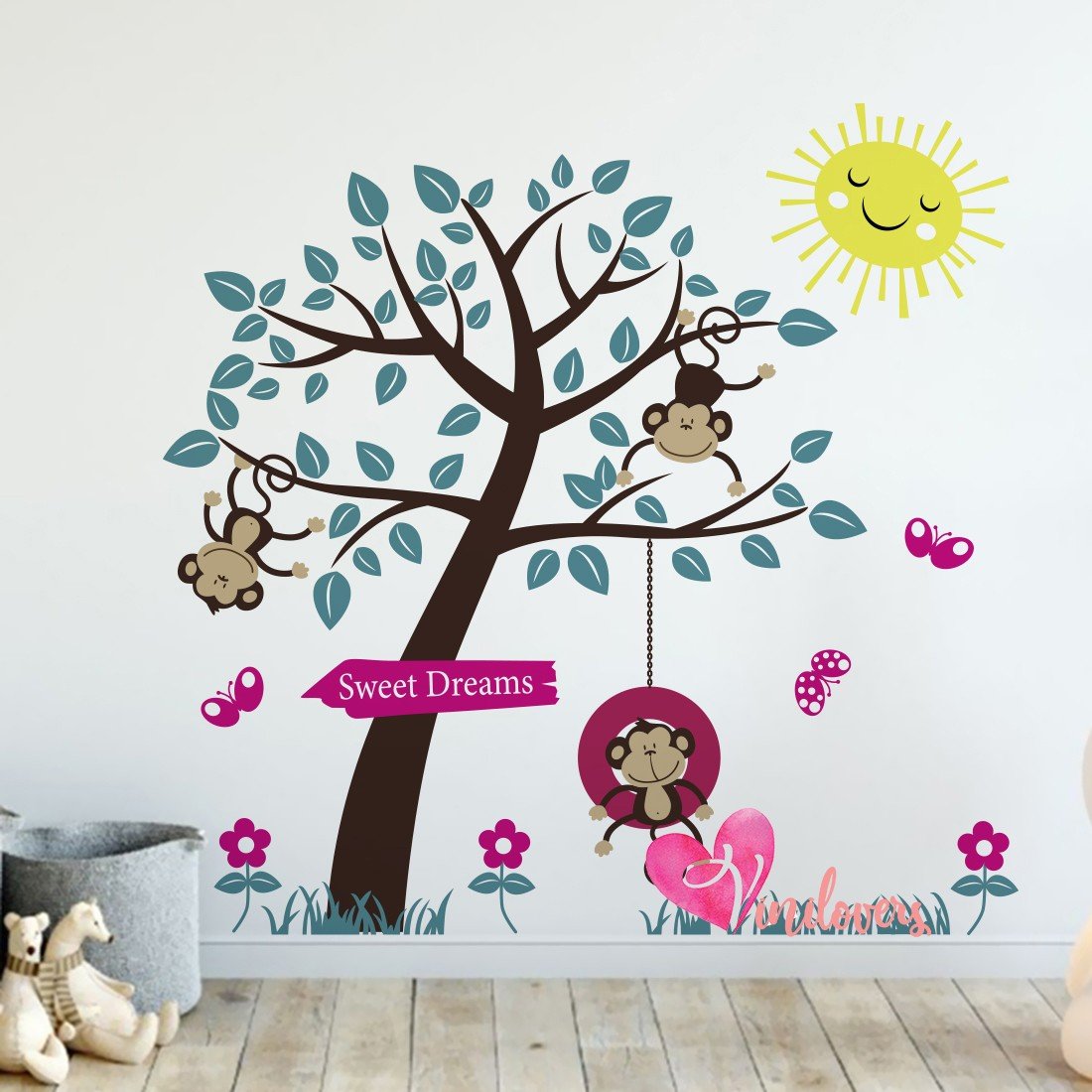 Adhesivos infantiles vinilos decorativos soles micos arboles mariposas Colombia Bogota Medellin Cali Barranquilla Bucaramanga