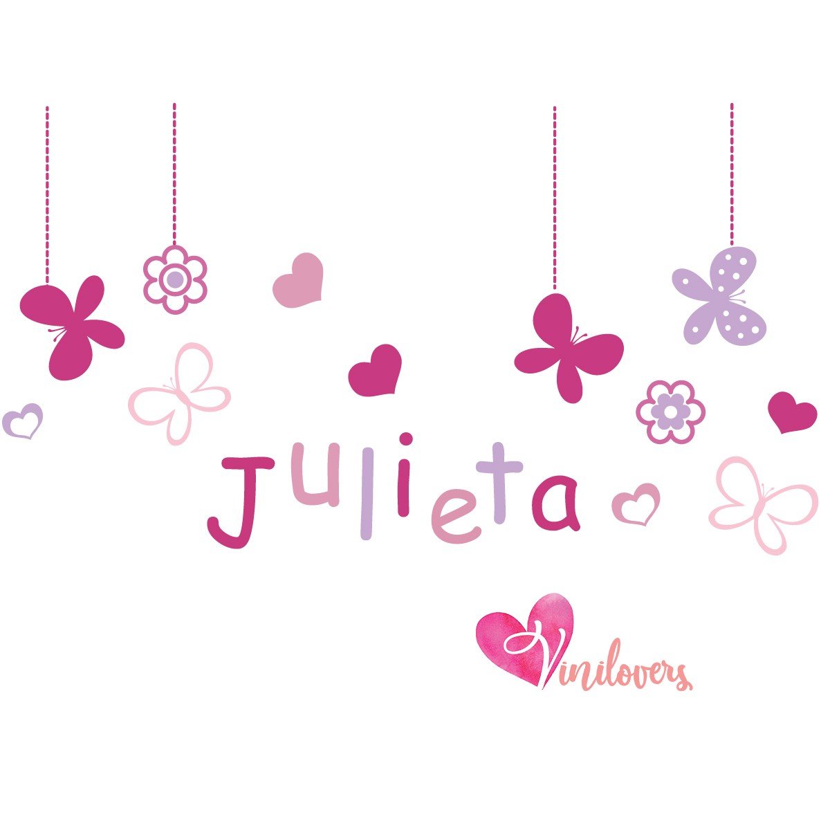 Vinilo Decorativo Adhesivo Nombre Y Flores