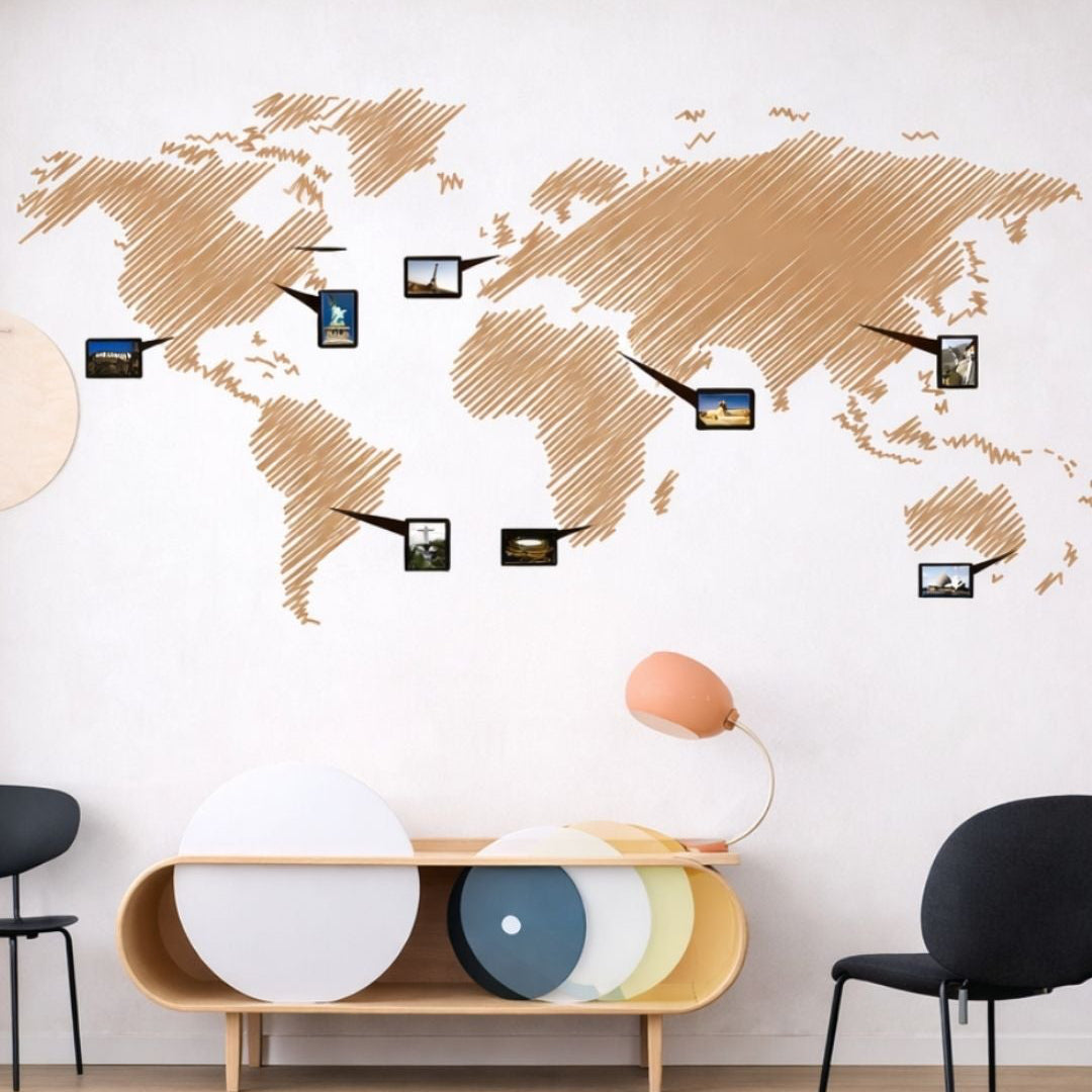 Vinilo Decorativo Adhesivo Mapamundi Fotos