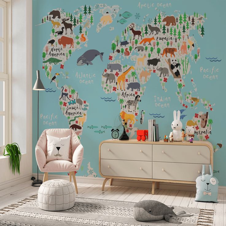 Papel Tapiz "Mapa del Bosque de los Animalitos"