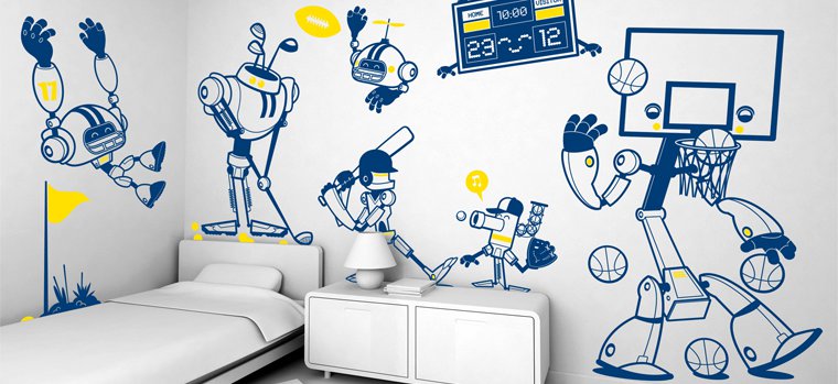 Vinilo Decorativo Adhesivo Robots Deportistas