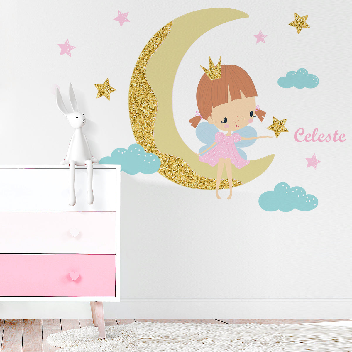 Vinilo Decorativo Adhesivo Princess Fairy Con Nombre Impresión