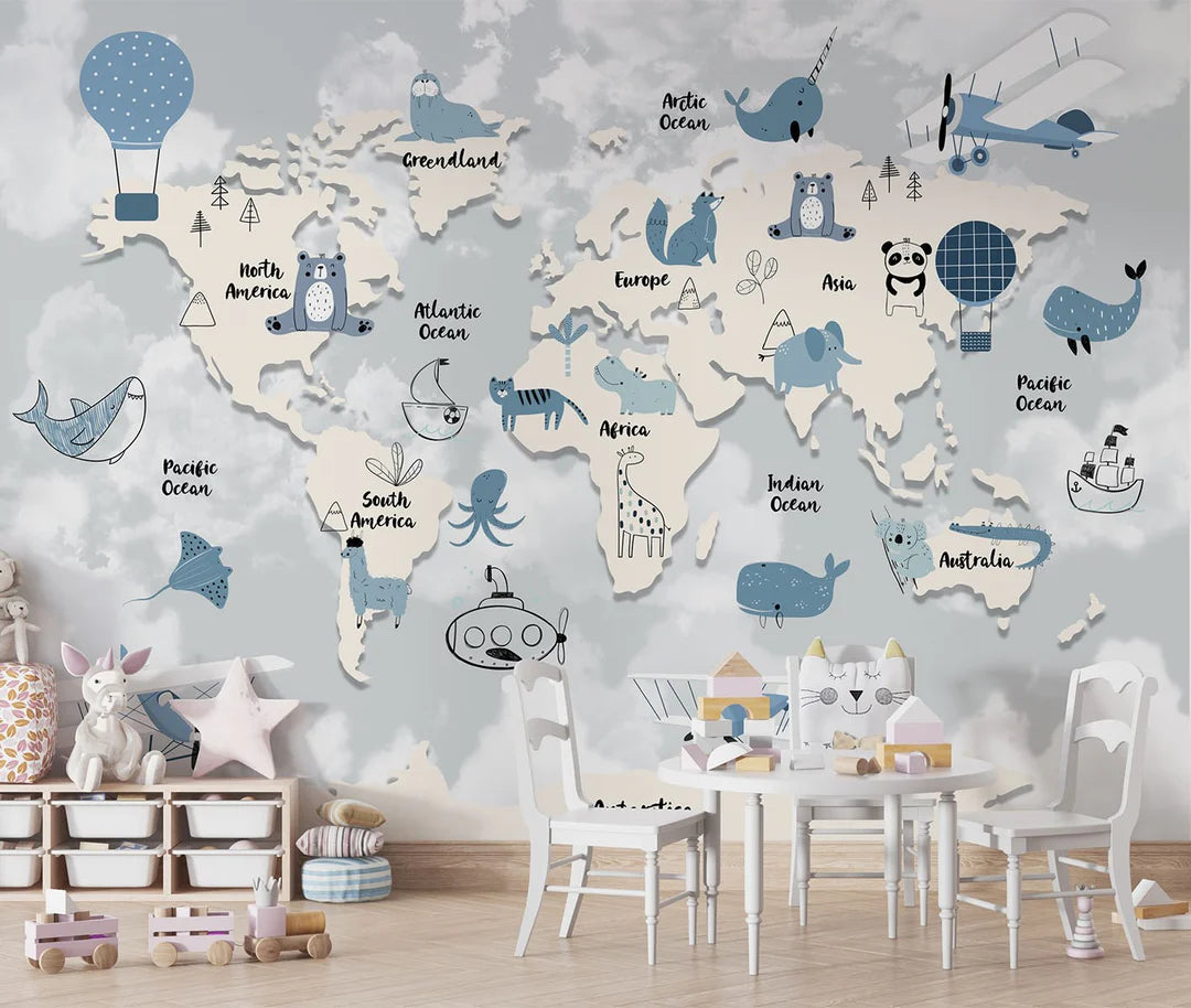 Papel Tapiz "Mapamundi Explorador"
