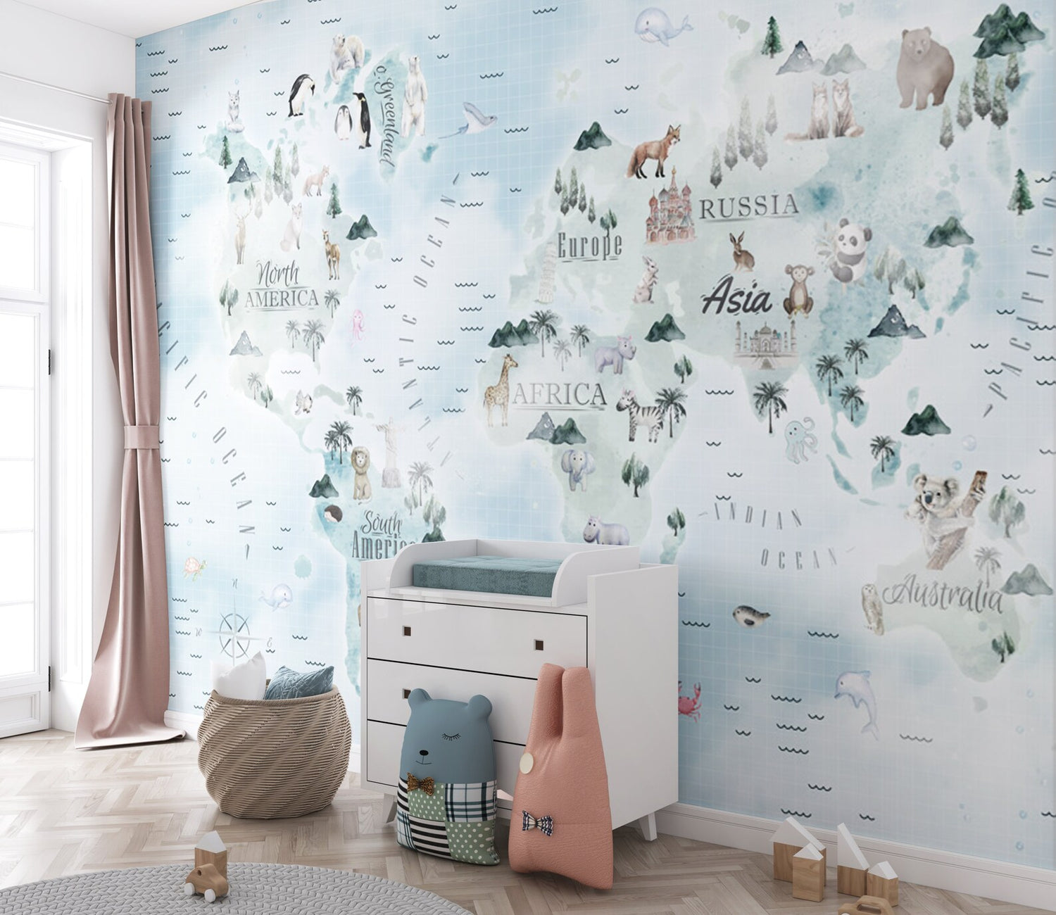 Papel Tapiz Cotizar a la Medida "Mapa Animal en las Nubes"