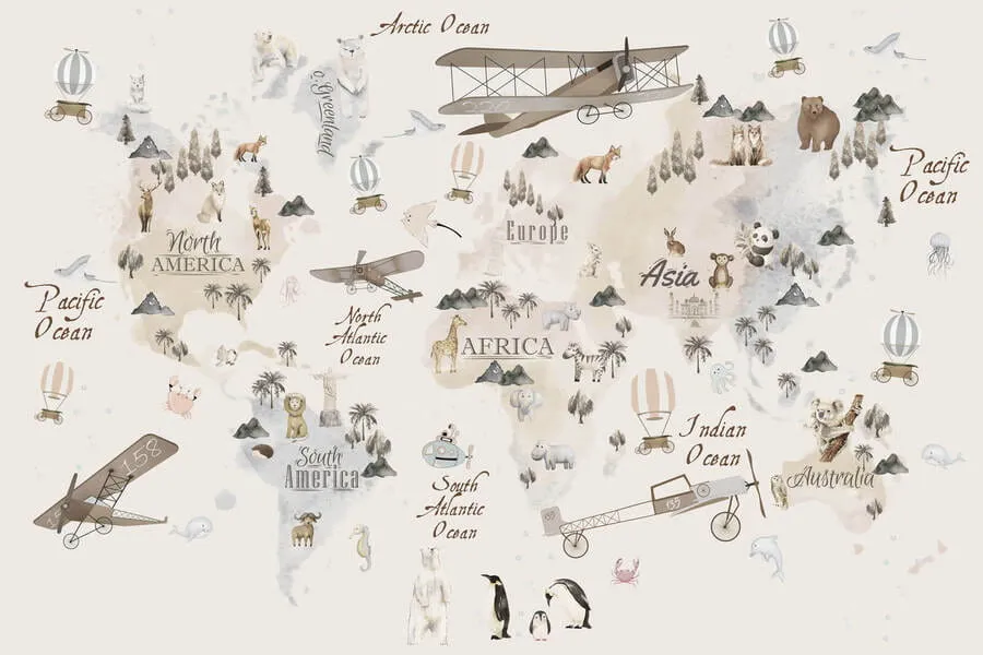 Papel Tapiz "Mapa Clásico del Mundo"
